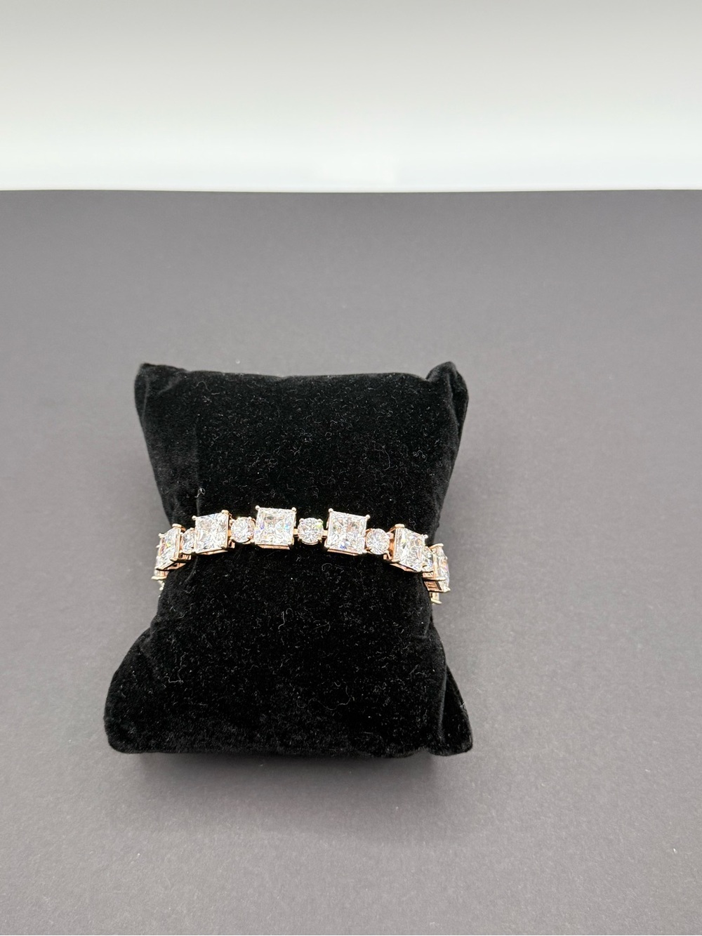 Elegant Square CZ Tennis Bracelet in Rose Gold